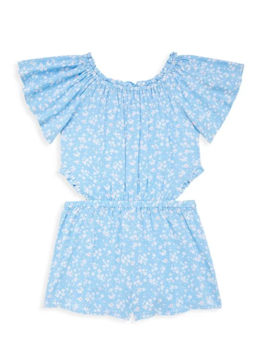 Design History Girl's Cutout Floral Romper For Kids