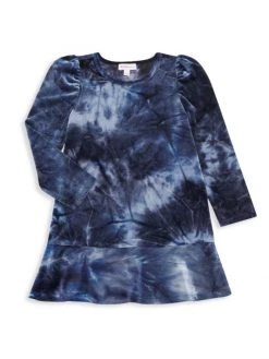 Design History Little Girl's & Girl's Velour Tie-Dye Dress For Kids