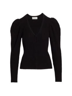 Design History Puff-Sleeve Cashmere Cardigan