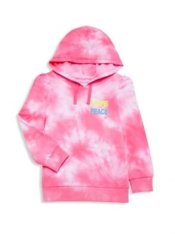 Design History Little Girl's & Girl's Tie-Dye Graphic Hoodie For Kids