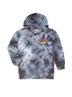 Design History Little Girl's & Girl's Tie-Dye Graphic Hoodie For Kids Pine Green Combo